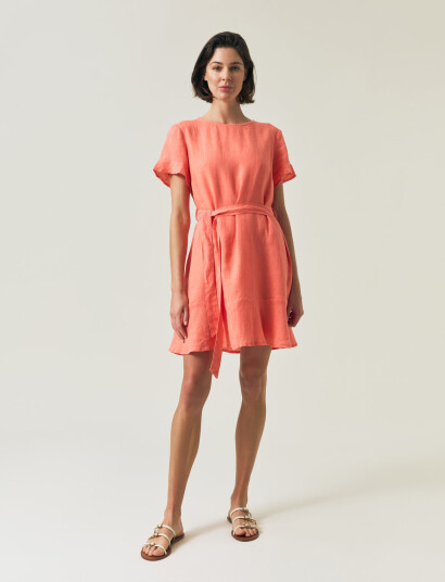 Lexington Clothing Belted Linen Dress - White - XL Lexington Clothing Belted Linen Dress - White - XL