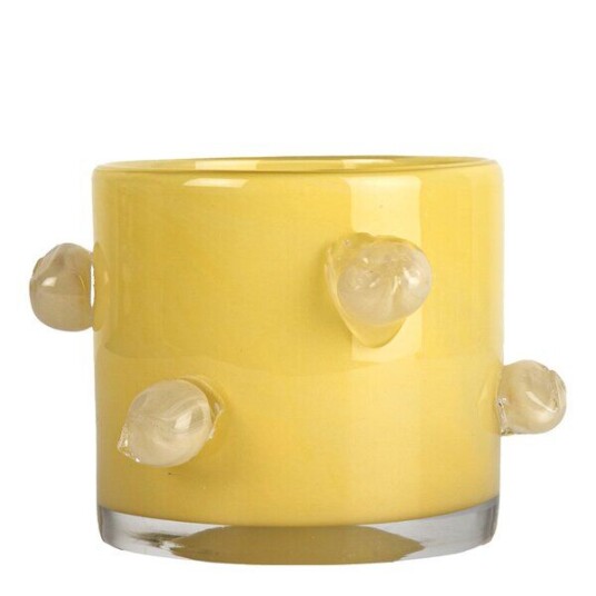 ByOn Arlo 10 cm Lysestake i Munnblåst Glass Gul