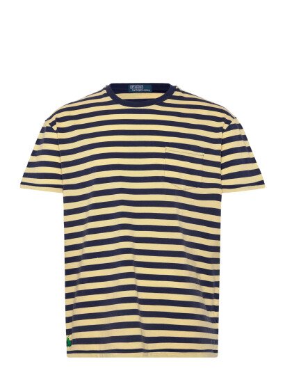 Polo Ralph Lauren Classic Fit Striped Jersey T Shirt Yellow L
