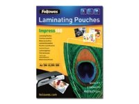 Fellowes Laminating Pouches Impress 100 Micron - 100 mikroner - 100-pack - glanset - gjennomsiktig - A3 (297 x 420 mm) lamineringspunger