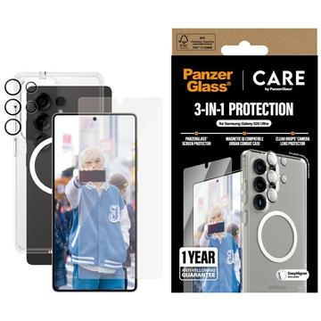 Panzerglass CARE 3-i-1 Bundle for Samsung Galaxy S25 Ultra med Personvernfilter - Sort Mobildeksel