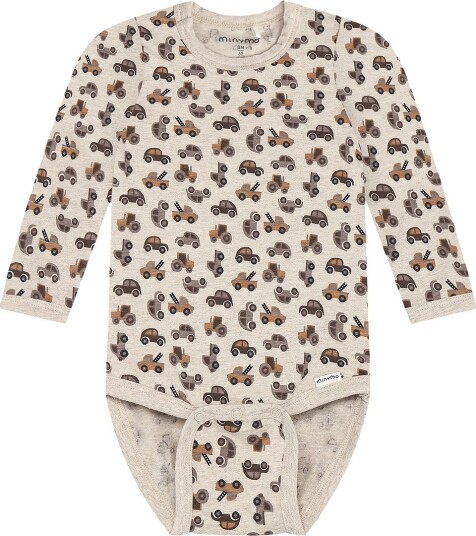 Minymo Langermet Body Beige Melange 86 med Mønster