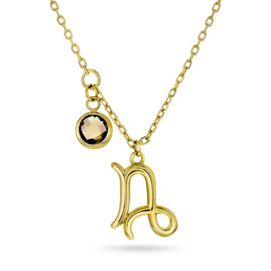 Pan Jewelry, Smykke i 925 forgylt sølv med zirkonia og horoskop Steinbukken