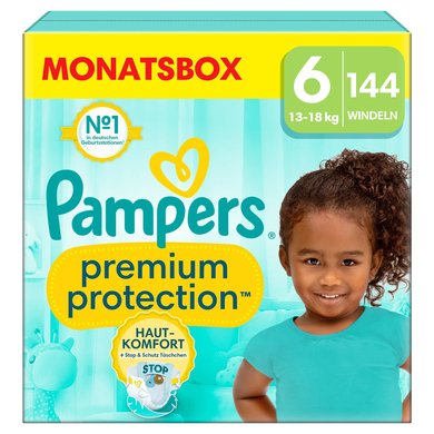 Pampers Premium Protection , størrelse 6 Extra Large , 13 kg+, månedsboks (1x 144 bleier) Pampers Premium Protection , størrelse 6 Extra Large , 13 kg+, månedsboks (1x 144 bleier)