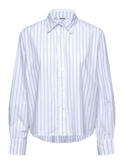 Weekday Relaxed Cropped Long-Sleeved Cotton Shirt - Blue - XS Weekday Relaxed Cropped Long-Sleeved Cotton Shirt - Blue - XS