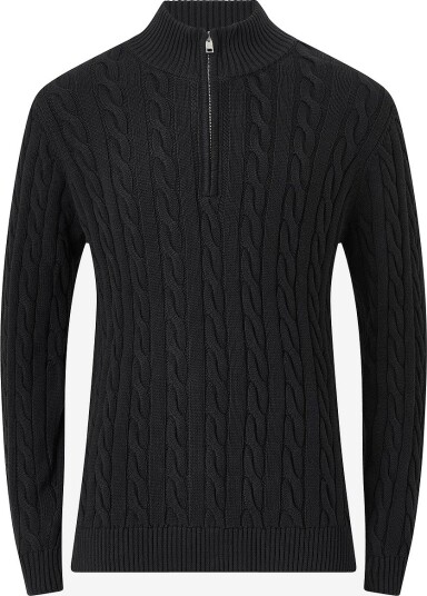 Lindbergh Kardigan Cabel zip neck knit Svart