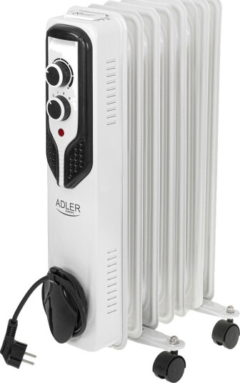 Adler AD7815 Oljeradiator 1500W, 7 ribber, Hvit, Mobil