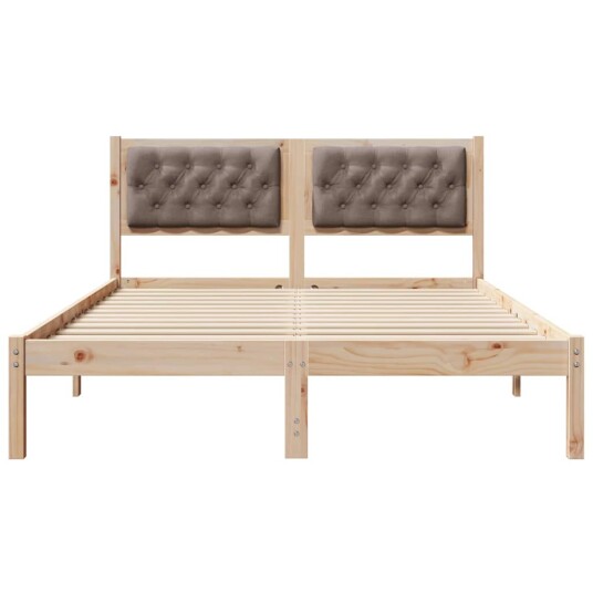 Sengestamme med hodegjerde Gråbrun 150 x 200 cm Massiv furu Sengestamme med hodegjerde Gråbrun 150 x 200 cm Massiv furu