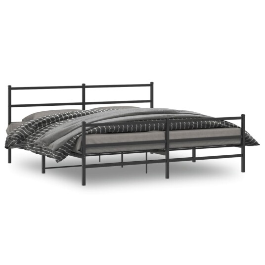 vidaXL Sengeramme i metall med hode- og fotgavl svart 183x213 cm 8721012302853