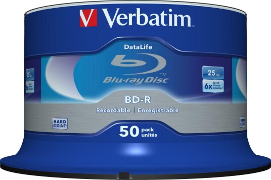 VERBATIM BD-R SL DATALIFE 25GB 6X 50PACK SPINDLE NO ID SUPL