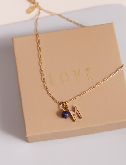 Design Letters Stone Drop Charm - Blue - 5 MM