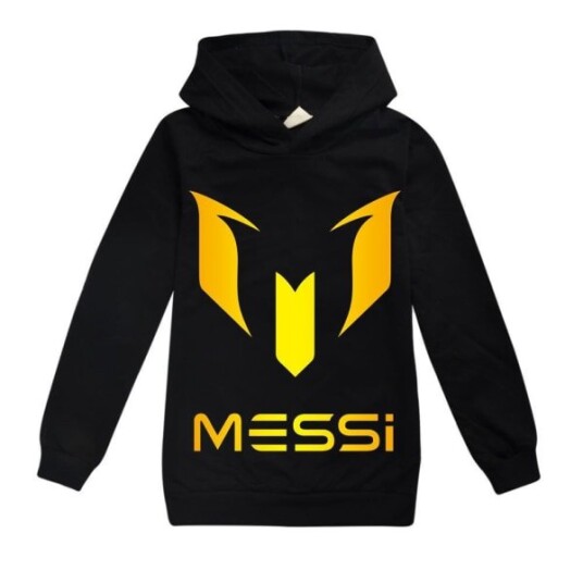 Messi Hoodie Fotball Superstjerne Jenteklær Barn Mote Gutter Messi Hoodie Svart Black 140 cm