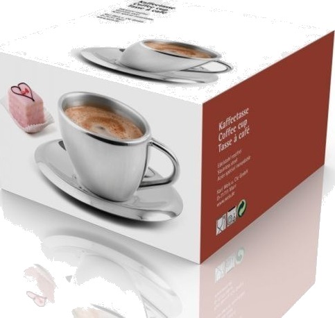 Karl Weis Dobbeltvegget Kaffekopp med Asjett i Rustfritt Stål 220ml