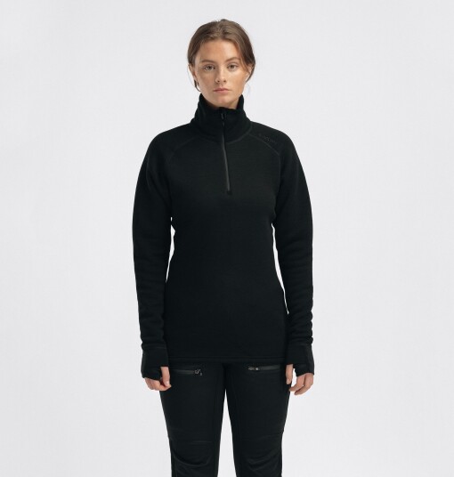Aclima FleeceWool V2 Polo Half Zip Dame Jet Black M