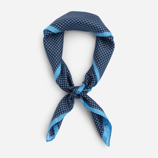 Neck Scarf Silk Blue Flower