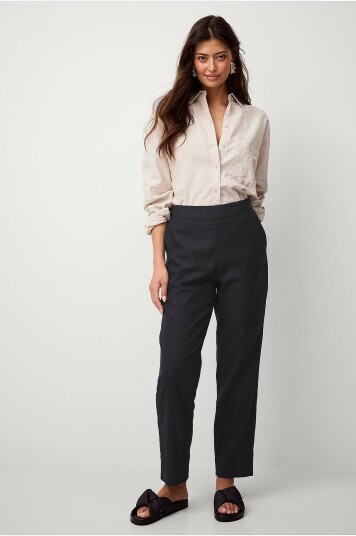 Ellos Collection Bukser Alexandra Linen Svart