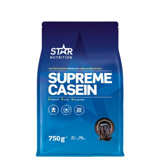 Star Nutrition Supreme Casein 750 g, proteinpulver 750g Doublerichchocolate