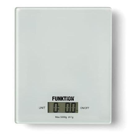 Funktion Kjkkenvekt Kitchen scale glass white 5kg/1g. Funktion Kjkkenvekt Kitchen scale glass white 5kg/1g.