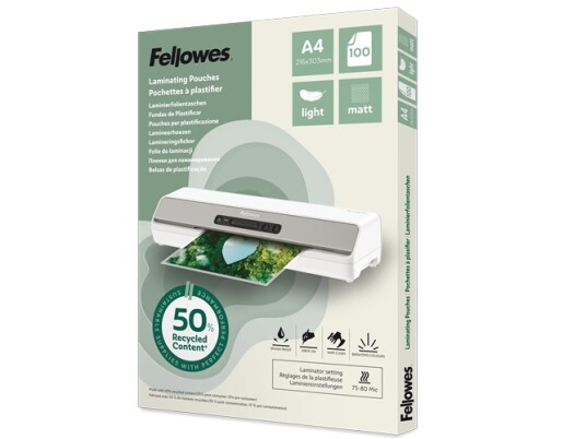 Fellowes Lamineringslomme 50 % Resirkulert A4 100 Stk. Matt