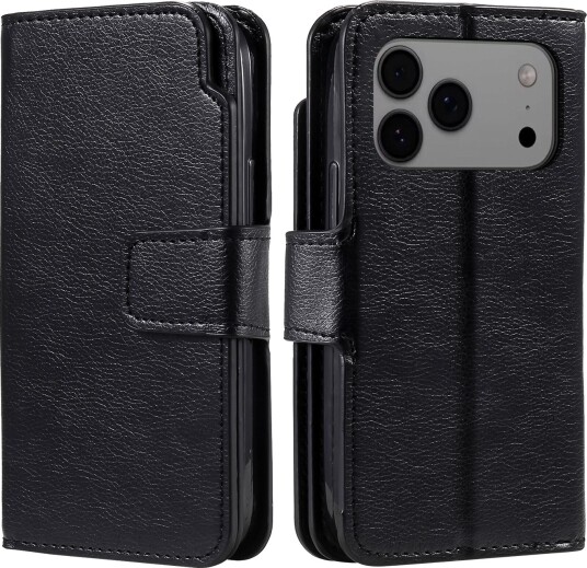 Trolsk Lommebokdeksel Skinnimitasjon for 9 Kort (iPhone 17 Pro Max) Svart