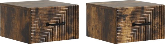  Vegghengt Nattbord med skuff 2 pcs Røkt Eik 34,5 x 33 x 20 cm