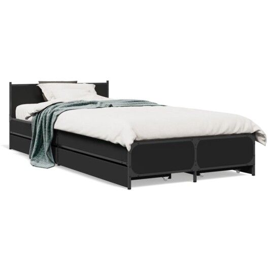  Sengeramme med skuffer svart 90x200 cm konstruert tre 8721102611575