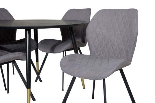 Venture Home Dipp Spisegruppe 115 cm Rund med 4 Gemma Stoler Sort/Guld