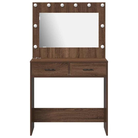  Sminkebord med LED lys Brun Eik 78,5x41x135 cm