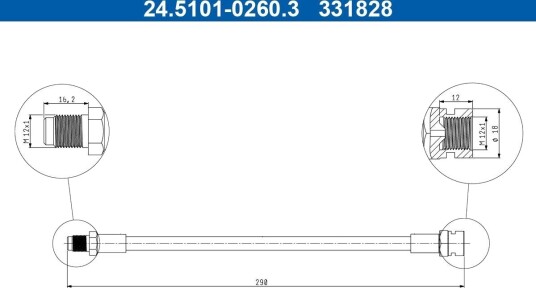ATE 24.5101 0260.3 Bremseslange