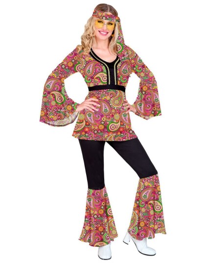 60"s Rosa Mandalamønstret Hippiekostyme til Dame X Small 60"s Rosa Mandalamønstret Hippiekostyme til Dame X Small