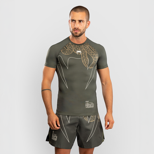 Venum Serpenti Rashguard Kort Erme Khaki Bronse Ivory Grön/Brons Small