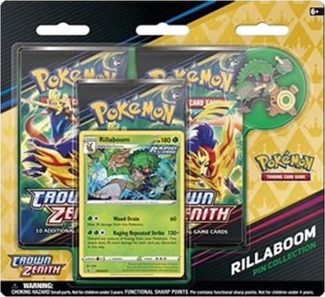 Pokemon Crown Zenith: Rillaboom Pin Collection 3-Pack Blister