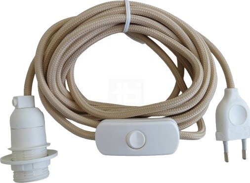 TBI ledning med E14 fatning og bryter sandfarget TBI ledning med E14 fatning og bryter sandfarget