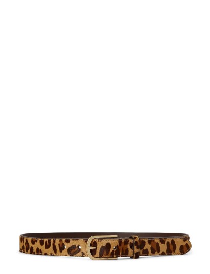 Lauren Ralph Lauren Rounded Buckle Leopard Print Skinny Belt MODERN LEOPARD/CH L Lauren Ralph Lauren Rounded Buckle Leopard Print Skinny Belt MODERN LEOPARD/CH L