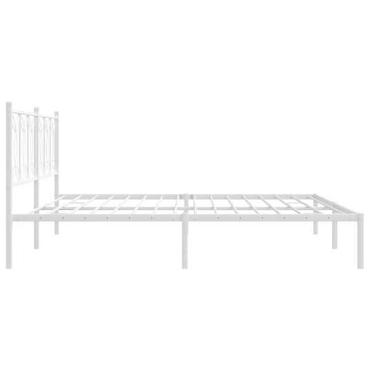 Sengeramme i metall med sengegavl hvit 200x200 cm 8721102644474