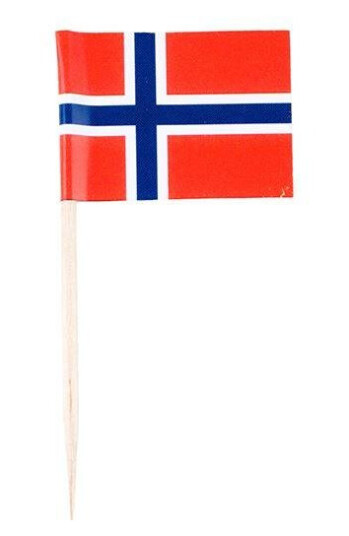 Cacas  Norske flagg med pinne 10 stk