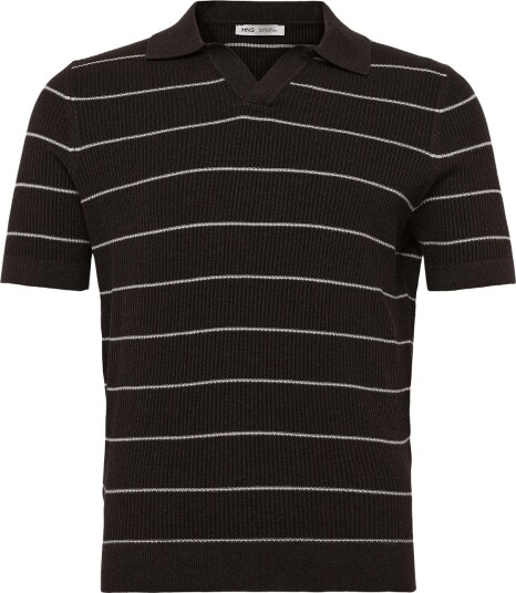 Mango Rib Knit Cotton Blend Polo Shirt Green XXL
