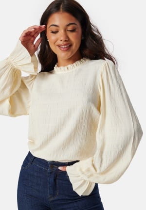 BUBBLEROOM Viscose Frill Blouse Light yellow 34