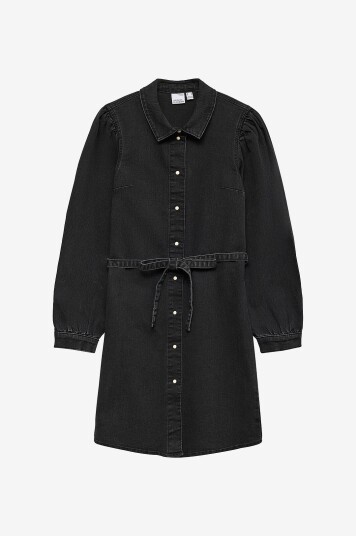 Vero Moda Denimkjole vmKamille LS Short Belt Dress Svart