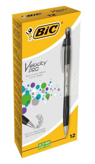 BIC Velocity Pro 07 mm HB-trykkblyanter svart skaft 12-pk