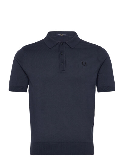 Fred Perry Cotton Knitted Shirt Navy M