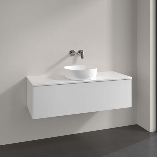 Villeroy & Boch Antao Servantskap med 1 skuff 120x50x36 cm m/lys Hvit Høyglans Villeroy & Boch Antao Servantskap med 1 skuff 120x50x36 cm m/lys Hvit Høyglans