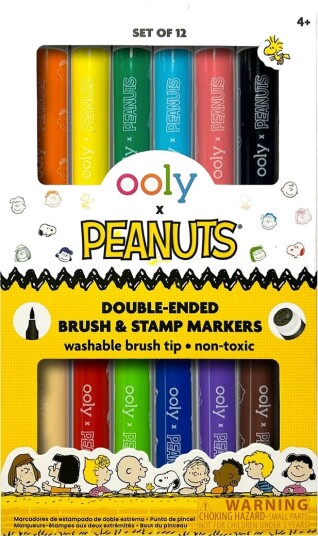 Ooly Brush Markers With Stamp 6 pcs Peanuts White One Size
