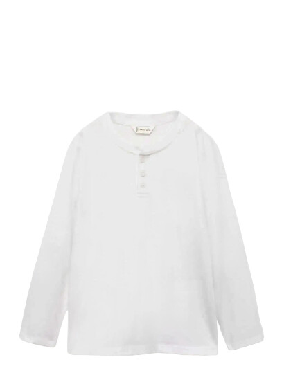 Mango Long Sleeve Cotton T-Shirt - White - 3-4