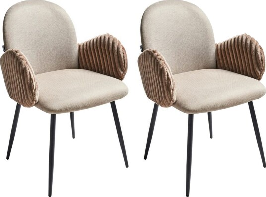 Sett med 2 spisestuestoler Amity - Beige, svart, brun