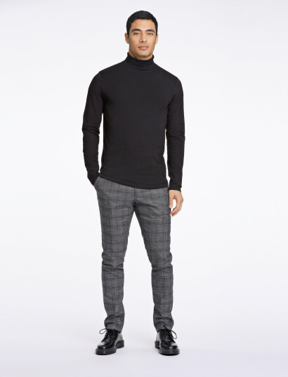 Lindbergh Roll Neck Tee L/S - Black - XXL