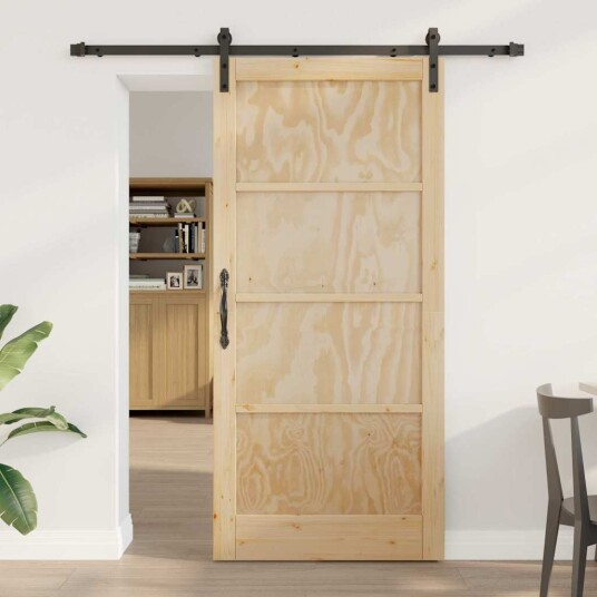 vidaXL Skyvedør med utstyr 93x202 cm Solid furu