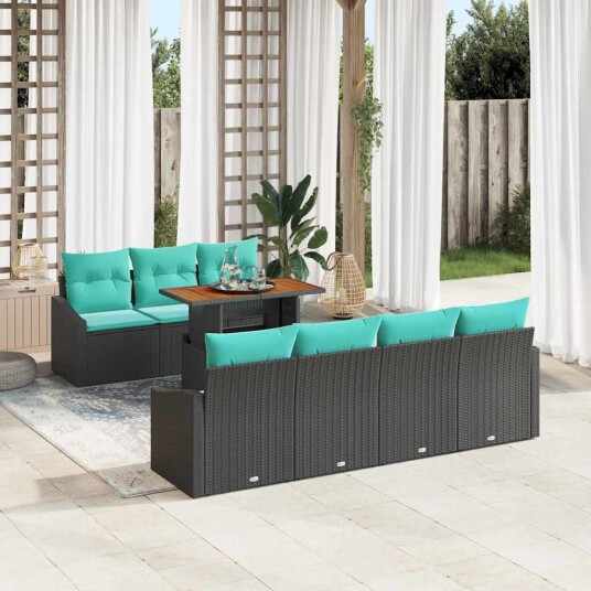 vidaXL Hagesofa Set 8 stk. 7 Antall seter Svart og teal