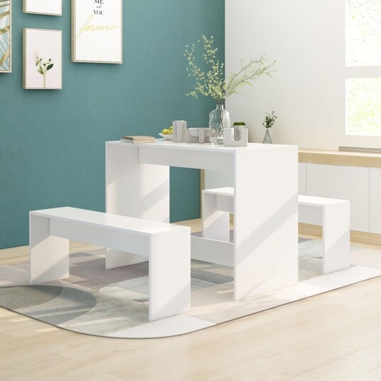 vidaXL Spisestue 3 deler hvit sponplate