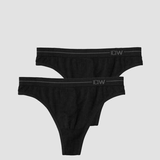 Everøday Seamless Thong 2-pack, Black Svart Medium